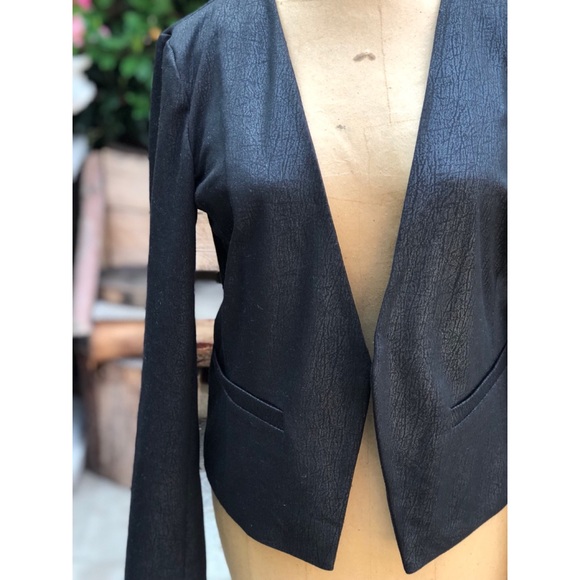 3/$20🌸 FRENCHI Black Faux Leather Blazer - Picture 3 of 7